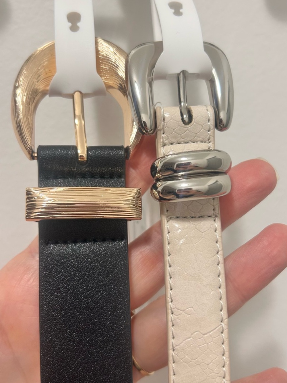 Jessica Simpson Belt Set XL Black Cream Gold Silver Buckle NWT